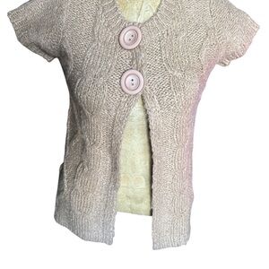 Cache Tan Cardigan Short Sleeve Sweater